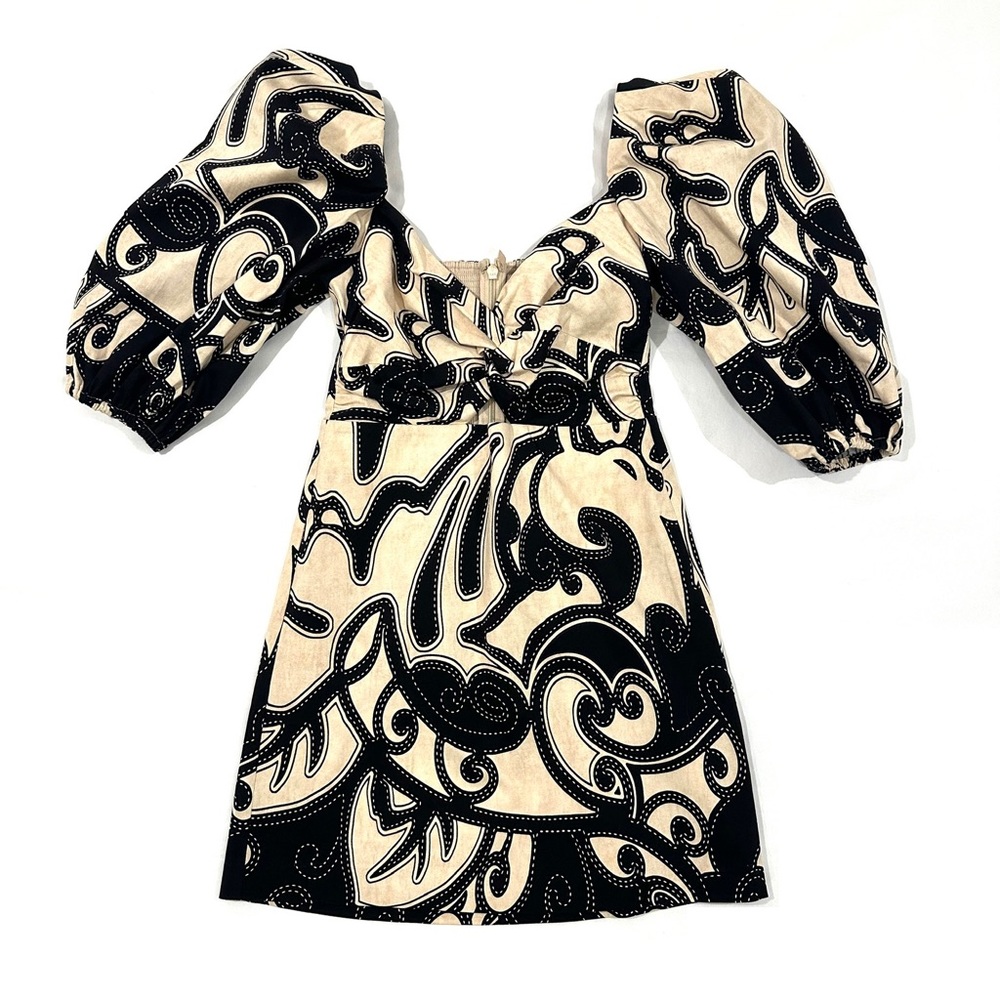 Alexis NWT Iana Printed Puff-Sleeve Mini Dress Size Large